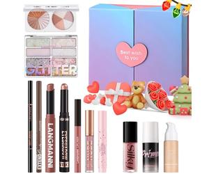 Coffret cadeau de Noël Beauty 12 pièces, kit complet de cosmétiques pour débutants avec ombre à paupières, fond de teint, rouge à lèvres, fard à joues, coffret cadeau surprise pour la Saint-Valentin