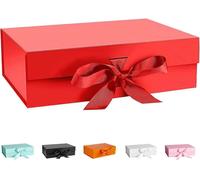 Coffret Cadeau De Noël, Coffret Cadeau Rouge Avec Couvercle 26*19*8 Cm, Avec Ruban Et Aimant, Grand Joint, Adapté Pour Noël