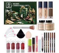 Coffret cadeau de Noël de 24 pièces, coffret cosmétique surprise de Noël, kit de beauté tout-en-un comprenant un rouge à lèvres, un gloss, un fard à paupières, des accessoires et bien plus encore