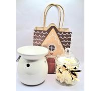 Coffret cadeau de Noël, pot de cire avec 23 pièces avec clou de girofle, vanille, mandarine, brûleur en céramique, sac cadeau en papier