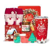 Coffret cadeau de Noël pour femme avec gobelet de 591 ml - Coffret cadeau personnalisé pour femme, sels de bain, bougie parfumée, bombe de bain, cadeau de Noël