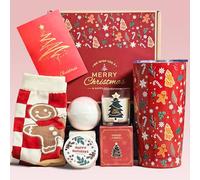 Coffret cadeau de Noël pour femme avec tasse, bombe de bain, chaussettes confortables, bougie et carte de vœux, cadeau de Noël parfait pour les amis, la famille, les collègues, les enseignants,