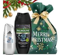 Coffret cadeau de Noël pour homme - Gel douche 220 ml & roll-on 50 ml - Kit d'entretien dans un sac de Noël - Parfum idée cadeau pour lui