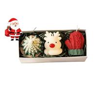 Coffret cadeau de Noël trois bougies parfumées, coffret cadeau fait main pour sapin de Noël, flocon de neige, bonhomme de neige, gant et formes (A)