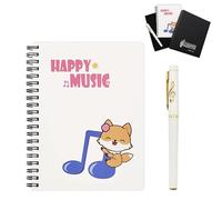 Coffret cadeau de papeterie sur le thème de la mélodie du piano musical, 1 carnet de notes à spirale à feuilles mobiles avec 1 stylo à bille pour bureau, école, étudiant, papeterie cadeau (Le chat)