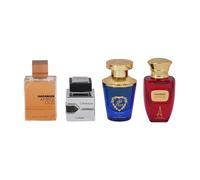 Coffret cadeau de parfum Al Haramain pour unisexe - 4? 10 ml chacun (Amber Oud Gold Edition + L'aventure + Azlan Oud Bleu Edition + Rouge)