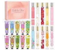 Coffret cadeau de parfum pour femme : 10x35ml mini parfums + 10 mini crèmes pour les mains, Eau de parfum pour femme aux notes florales et fruitées. Idéal comme cadeau pour un la Saint Valentin, Noël
