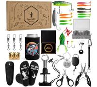 Coffret cadeau de pêche pour homme, 35 accessoires de pêche, cadeau pour | Coffret cadeau de pêche avec matériel de pêche, leurres, outils pratiques et cadeaux fantaisie, cadeau d'anniversaire