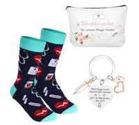 Coffret cadeau de remerciement, ensemble d'accessoires pour infirmière, composé de chaussettes, porte-clés et sac d'infirmière. Convient pour Noël, les anniversaires et les fêtes de remerciement