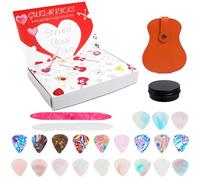 Coffret cadeau de Saint-Valentin pour compte à rebours - Étui de rangement en cuir pour instruments de musique - 21 médiators pour guitare acoustique, électrique, basse