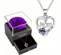 [Coffret cadeau de savon parfumé à la rose haut de gamme] Coffret cadeau de savon parfumé à la rose haut de gamme, comprenant un pendentif collier "Love Mom", convient pour la fête des mères, Thanksgi