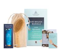 Coffret cadeau de voyage contenant de l'huile de noix de coco certifiée biologique, brosse à gommage pour le corps en bambou végétalien et guide de séchage pour les soins de la peau - Noix de coco