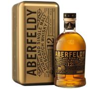Aberfeldy 12 ans Highland Scotch Single Malt Whisky, 40 % vol., 70 cl, avec coffret cadeau métallique et doré, maturation en fûts de chêne, notes de miel, de fruits, d’épices, de vanille, 700 ml