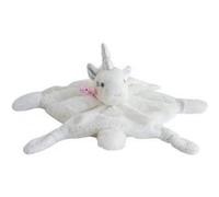 Coffret cadeau doudou plat licorne blanche et argent 22 cm - peluche douce bebe fille - naissance nouveau ne