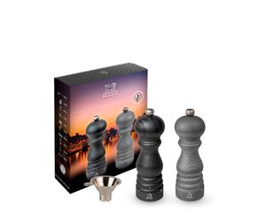 Coffret cadeau - Duo de moulins à poivre et à sel Paris u'Select 18 cm accompagné d'un entonnoir en inox