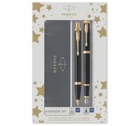 Parker Coffret cadeau Duo IM – Stylo plume noir et stylo bille noir, attributs dorés