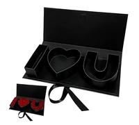Coffret cadeau en forme de cœur I Love You, vide, à remplir, décor floral, noir, I Heart U, cadeau pour la Saint-Valentin, un mariage, la fête des mères, un anniversaire