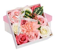 Coffret cadeau en forme de fleur de rose - Ensemble de savon de bain réaliste fait à la main, cadeau romantique de luxe pour elle, Saint-Valentin, anniversaire, Noël, cadeau d'anniversaire pour femme