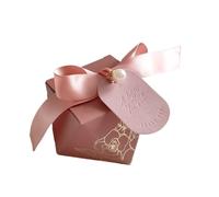 Coffret cadeau en papier en forme de diamant, boîtes à bonbons, emballage de chocolats, cadeaux de mariage for invités, fête d'anniversaire, mariage, vacances (rose 2,20 pièces_5,3 x 6 x 6 cm)(100pc)