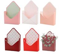 Coffret Cadeau Enveloppe Rouge for la Saint-Valentin, Boîtes À Enveloppes, Boîte À Fleurs Décorative avec Motif de Lettres D'amour, Poignée Pliante, Cadeau(Mixed,5pcs)