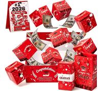 Coffret Cadeau Explosion de Remise de diplôme 2026, Carte de confettis rebondissants, boîte-Cadeau Surprise Pop-up for Argent Liquide, boîtes à idées, Cadeau créatif mémorable for diplômé(Red,12 pcs)