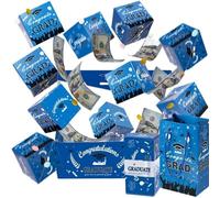 Coffret Cadeau Explosion De Remise De Diplôme, Boîte Cadeau Pop-up Surprise Avec Confettis, Porte-monnaie Pliable Et Rebondissant, for Les Diplômés Du Secondaire(Blue,25pcs)