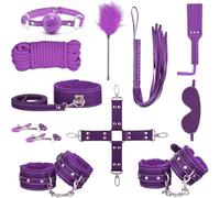 Coffret Cadeau Exquis D'EntraîNement D'éQuipe En Cuir Uni 11 PièCes, Accessoires De Lit RéGlables Pour EntraîNement D'Endurance+Y11.1(Violet)