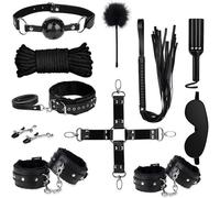 Coffret Cadeau Exquis D'EntraîNement D'éQuipe En Cuir Uni 11 PièCes, Accessoires De Lit RéGlables Pour EntraîNement D'Endurance+Y11.1(Noir)