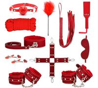 Coffret Cadeau Exquis D'EntraîNement D'éQuipe En Cuir Uni 11 PièCes, Accessoires De Lit RéGlables Pour EntraîNement D'Endurance+Y11.1(Rouge)