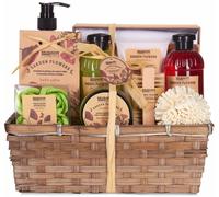 BRUBAKER Cosmetics - Coffret de bain & douche - Fleur de coquelicot - 14 Pièces - Panier d'osier décoratif - Idée cadeau