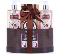 Coffret Cadeau Femme 5 Pcs. Ensemble Noix de Coco & Fraise Set de Bain et Corps