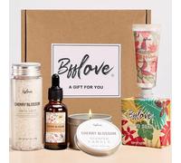 Coffret Cadeau Femme avec Fleur de Cerisier, 5Pcs Coffrets Cadeaux Bain , Sel de Bain, Crème pour Les Mains, Solide Sakura, Cadeau de Fête des Mères, Cadeau d'anniversaire