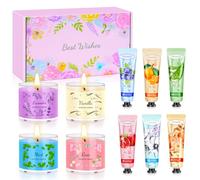 Coffret Cadeau Femme-Noël, Anniversaire, Fête Des Mères, Saint-Valentin, 4 Bougies Parfumées et 6 Crèmes pour les Mains ,Cadeau Femme Pour Maman, Sœurs, Amies