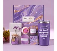 Coffret Cadeau Femme Spa Lavande - Kit Bien-Être 6 Pièces avec Boule de Bain, Bougie Parfumée, Savon, Gobelet Isotherme 600ml, Sel de Bain & Carte Fleurie - Détente, Relaxation, Cadeau Anniversaire