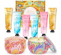 Coffret Cadeau Femme丨Saint-Valentin,Anniversaire,Saint-Valentin, Fête des Mères,丨4 Creme Main & 4 Bougie Parfumées &4 Patch Yeux 丨Coffret Femme Pour Maman, épouse, Grand-mère, Tante