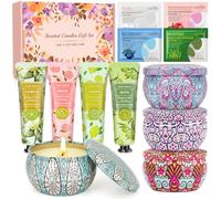 Coffret Cadeau Femme丨Saint-Valentin,Anniversaire,Saint-Valentin, Fête des Mères,丨4 Creme Main & 4 Bougie Parfumées &4 Patch Yeux 丨Coffret Femme Pour Maman, épouse, Grand-mère, Tante