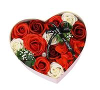 Coffret Cadeau Fleur de Savon -Bouquet de fleurs - Rose - Parfumé - 21x18x8.5 cm - idéal pour la Saint-Valentin, les anniversaires