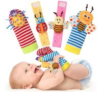 Coffret cadeau hochets pour bébé de 0 à 12 mois, jouets pour les mains et les pieds des nouveau-nés - Hochet poignet +