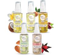 Coffret Cadeau Huile Argan + Ricin + Jojoba + Amande + Monoi - Huiles De Soins Multi U S Corps Et Cheveux - Coffret Beauté 5x50ml - Certifiée Bio - Fabriqué En France[X28]