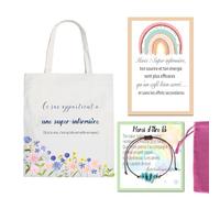 Coffret Cadeau Infirmière - Tote Bag “Ce sac appartient à une super-infirmière” + Bracelet Porte-Bonheur + Carte de Remerciement - Idée Cadeau Originale pour Infirmière, Merci pour tout