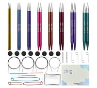 Coffret cadeau KnitPro Deluxe : aiguilles circulaires interchangeables Zing (3,50-8,00 mm) avec accessoires