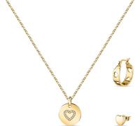 Coffret cadeau La Petite Story, collier en acier et deux boucles d'oreilles simples LPS20ASD02