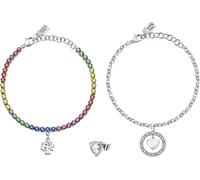Coffret cadeau La Petite Story composé de deux bracelets en acier et de boucles d'oreilles simples LPS20ASD03