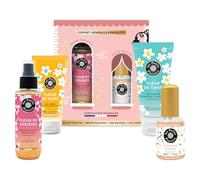 Coffret Cadeau Les Petits Plaisirs - Le Village des Senteurs Fleur de Coton - Eau de toilette 30ml, Brume pailletée, Gel douche & Lait corps - Fabriqué en France