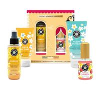 Coffret Cadeau Les Petits Plaisirs - Le Village des Senteurs Vanille Framboise - Eau de toilette 30ml, Brume pailletée, Gel douche & Lait corps - Fabriqué en France