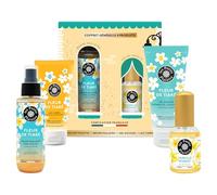 Coffret Cadeau Les Petits Plaisirs - Le Village des Senteurs Vanille Monoï - Eau de toilette 30ml, Brume pailletée, Gel douche & Lait corps - Fabriqué en France
