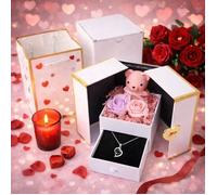 Coffret Cadeau Luxe Ourson & Roses Éternelles