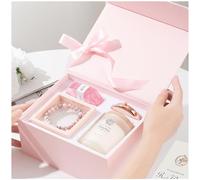 Coffret Cadeau Luxe pour Femme - Bougie Parfumée 350g, Bracelet Lave & Jaspe, Savon Rose Artisanal, Miroir de Maquillage - Idée Unique d'Anniversaire