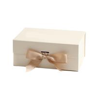 Coffret cadeau magnétique pliable avec ruban for chaussures, vêtements, festival, fête, mariage, commémoration, vente en gros(Beige)