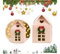 Coffret Cadeau Maison de Noël en Paysage Enchanté, Boîtes à Souhaits 3D Pop-up avec Poignée, un Gui sur la Porte, Maison en Papier pour Délices et Chocolats, Idéal pour Cadeaux à la Maison